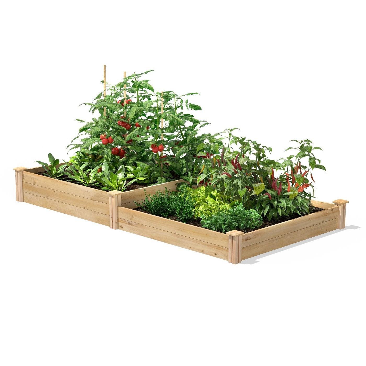 4 ft x 8 ft Cedar Wood 2 Tier Raised Garden Bed - Made in USA