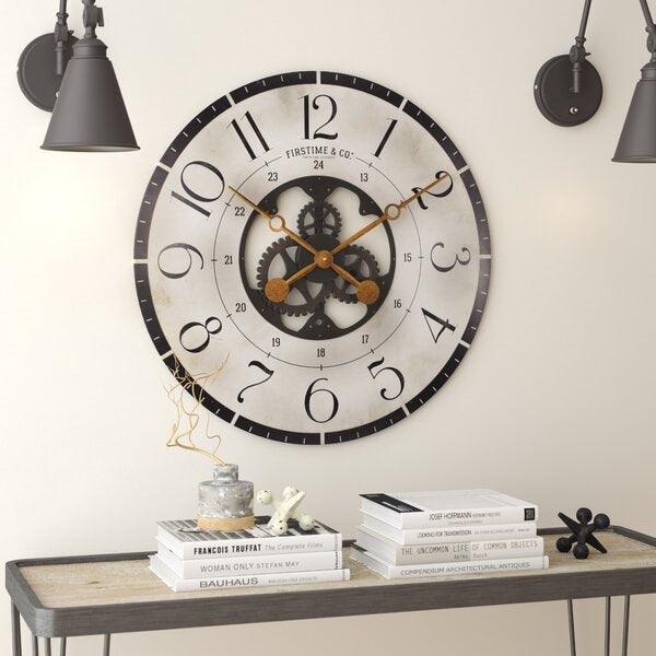 Rustic Bronze Industrial FarmHome Round Oversized Wall Clock - AFS