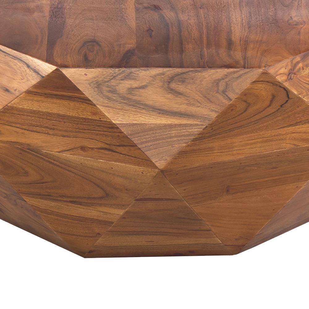 33 Inch Diamond Shape Acacia Wood Coffee Table With Smooth Top, Dark Brown - AFS