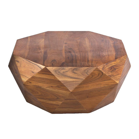 33 Inch Diamond Shape Acacia Wood Coffee Table With Smooth Top, Dark Brown - AFS