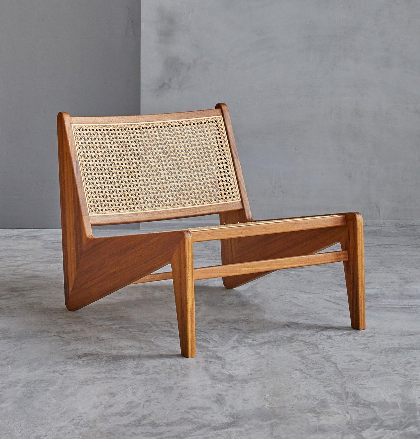 Amandine Lounge Chair - Wood & Natural Rattan