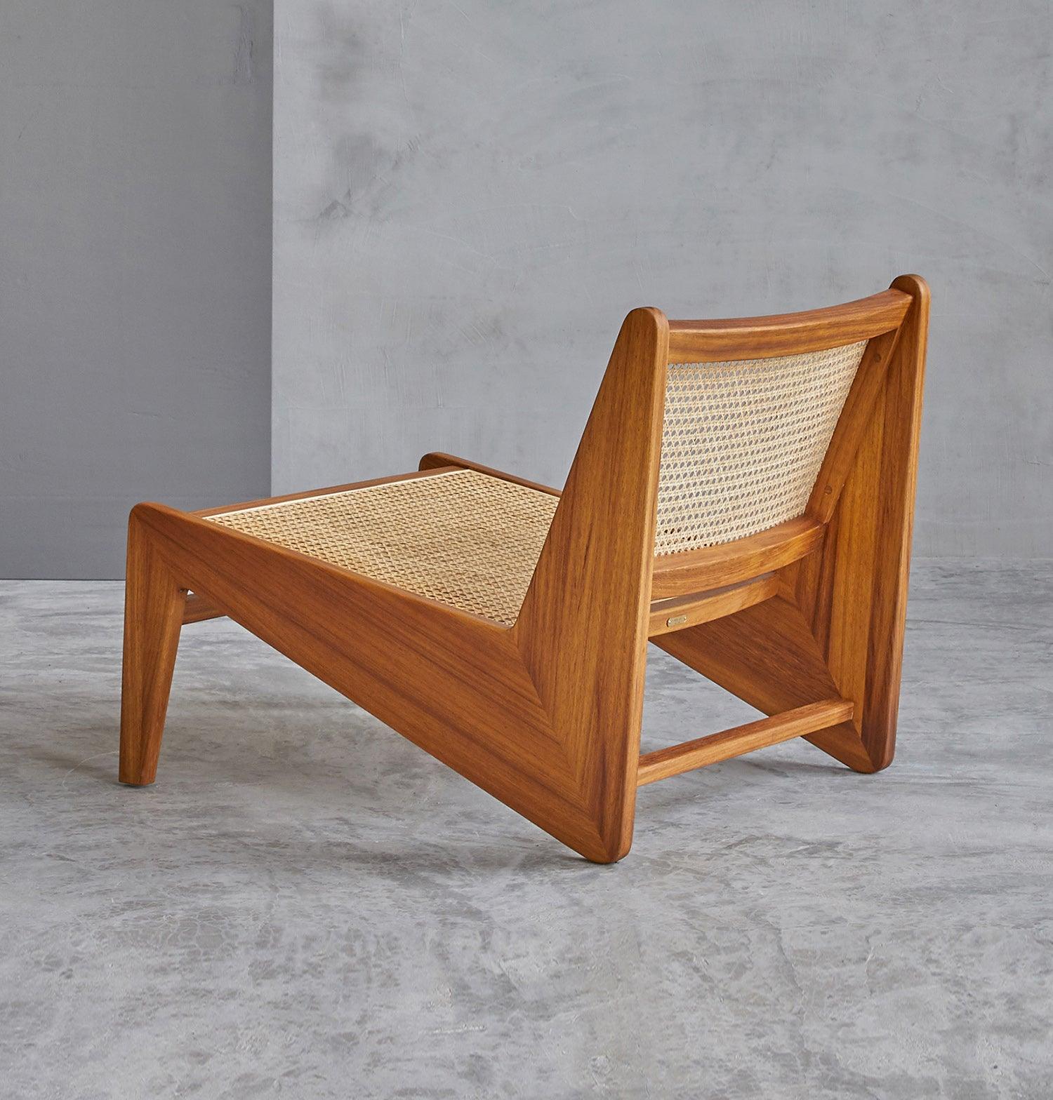 Amandine Lounge Chair - Wood & Natural Rattan