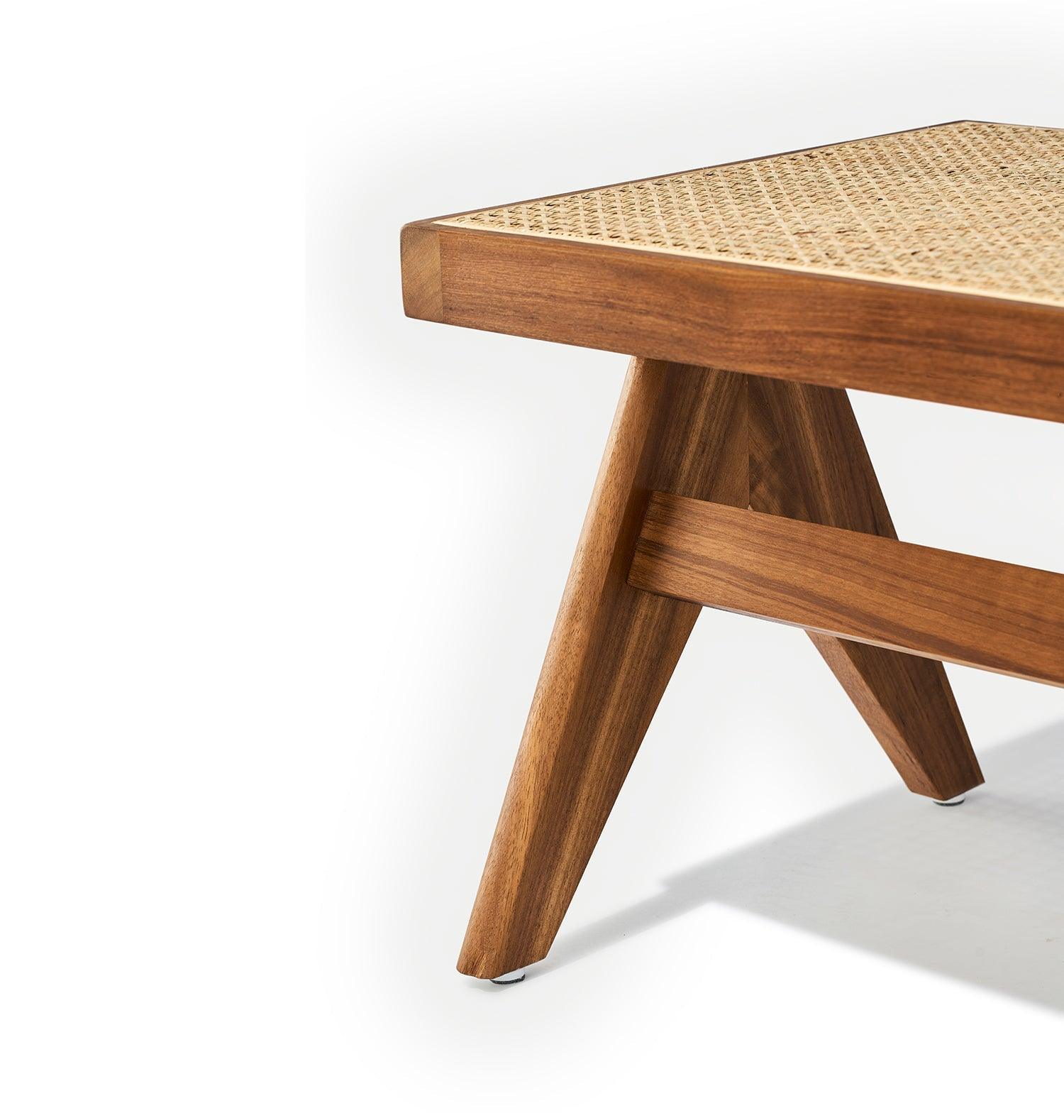 CÃ©lia Bench - Walnut & Natural Rattan