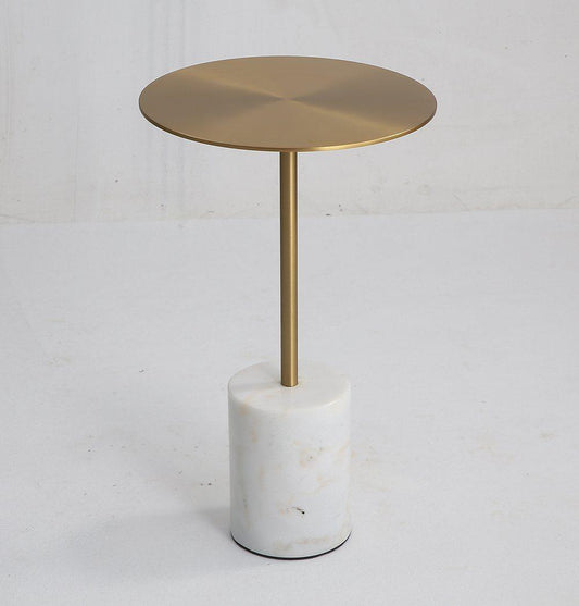 Ethan Side Table - Small - Brass & White Marble