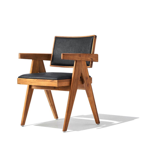 MaÃ¯a Dining Chair - Walnut & Black Leather