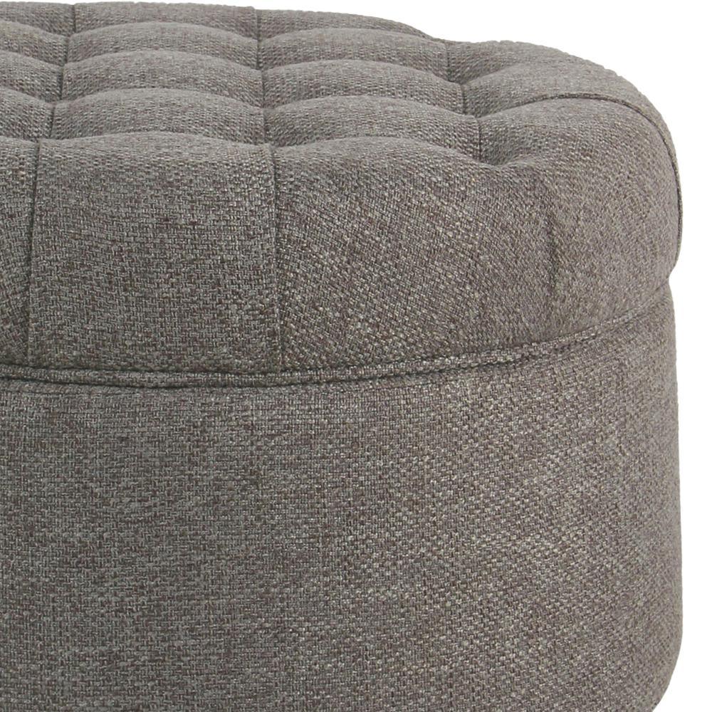 Fabric Upholstered Wooden Ottoman with Tufted Lift Off Lid Storage, Dark Gray - AFS