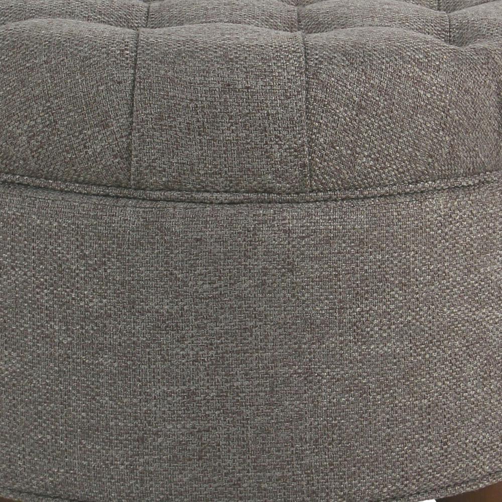 Fabric Upholstered Wooden Ottoman with Tufted Lift Off Lid Storage, Dark Gray - AFS