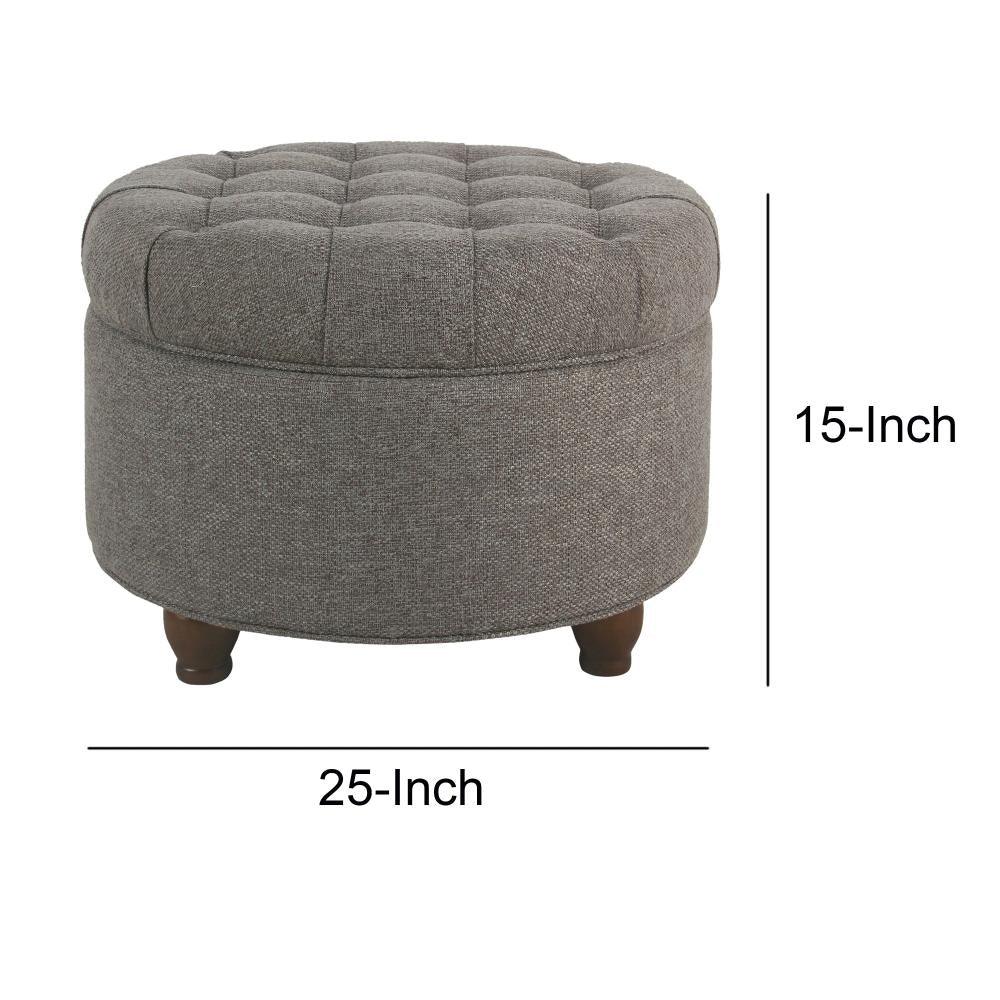 Fabric Upholstered Wooden Ottoman with Tufted Lift Off Lid Storage, Dark Gray - AFS