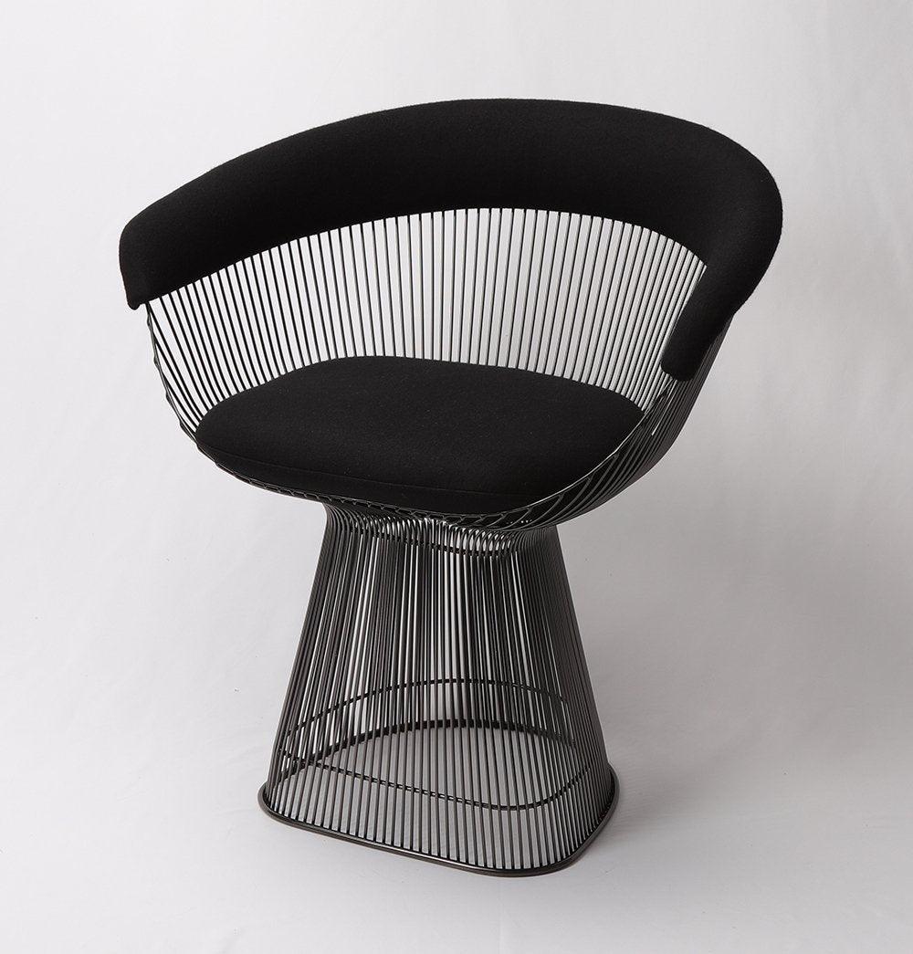 Lovise Wire Dining Chair - Black Frame & Black Wool/Cashmere