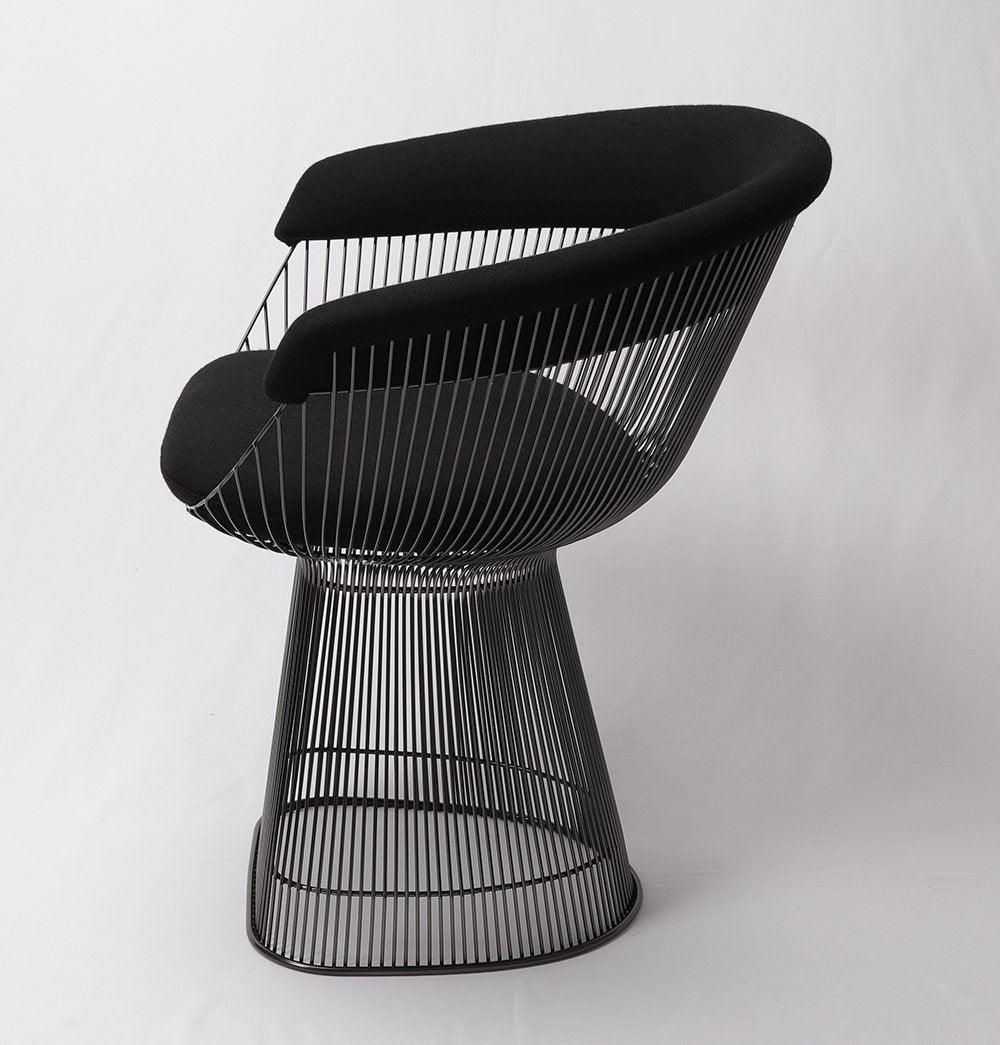 Lovise Wire Dining Chair - Black Frame & Black Wool/Cashmere