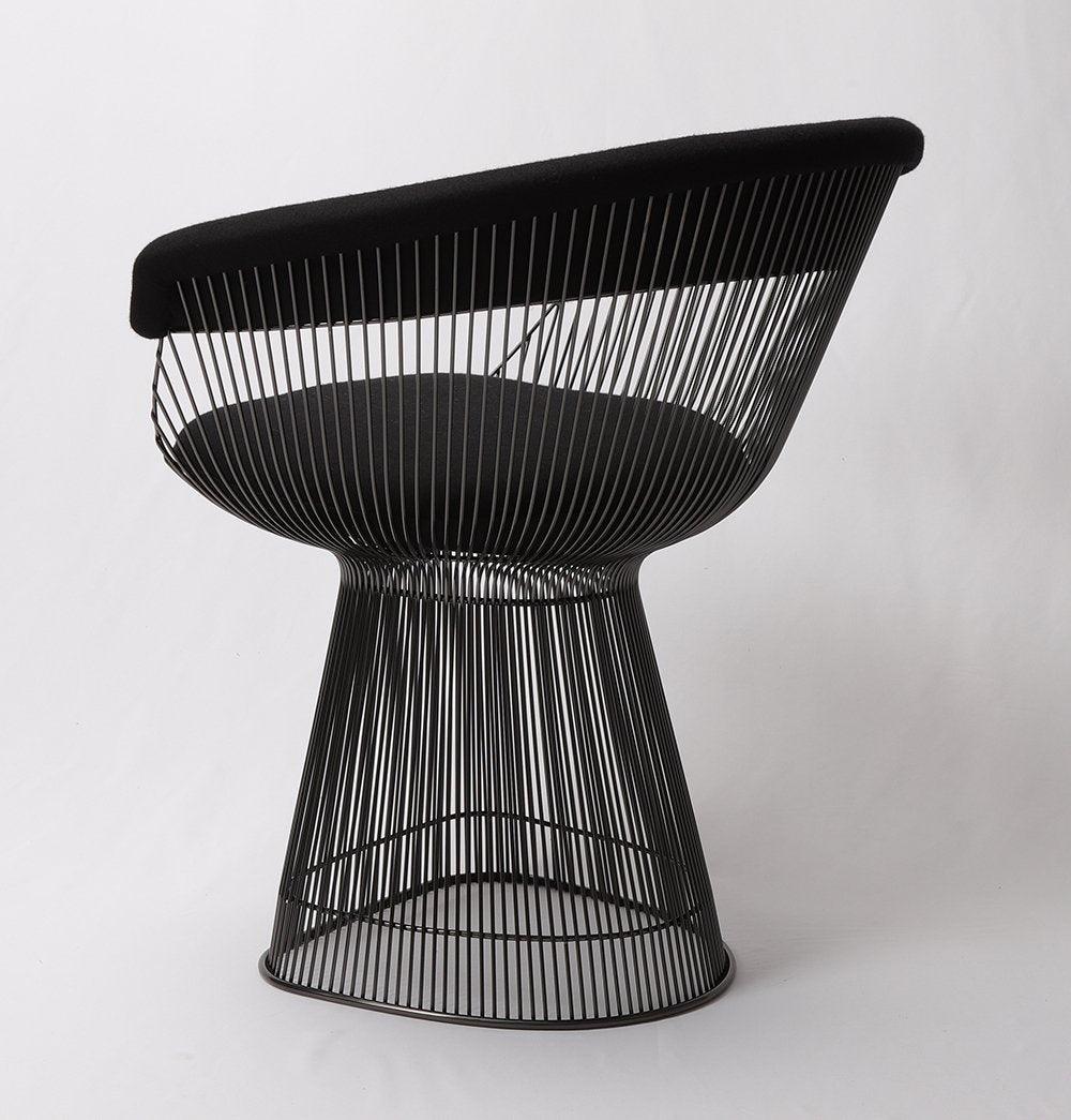 Lovise Wire Dining Chair - Black Frame & Black Wool/Cashmere